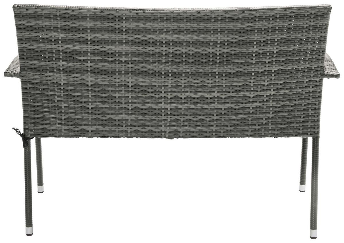 Gartenbank Polyrattan 2-Sitzer Marie inkl. Sitzpolster - Schwarz/Grau, Kunststoff/Textil (120/87/64cm) - Ondega