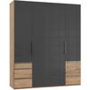 Drehtürenschrank 200cm Level, Grau/eiche Dekor - Eichefarben/Grau, MODERN, Glas/Holzwerkstoff (200/236/58cm) - MID.YOU