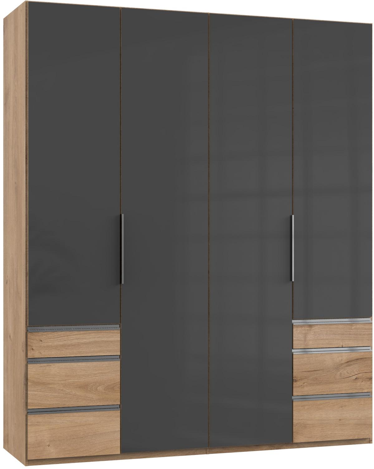 Drehtürenschrank 200cm Level, Grau/eiche Dekor - Eichefarben/Grau, MODERN, Glas/Holzwerkstoff (200/236/58cm) - MID.YOU