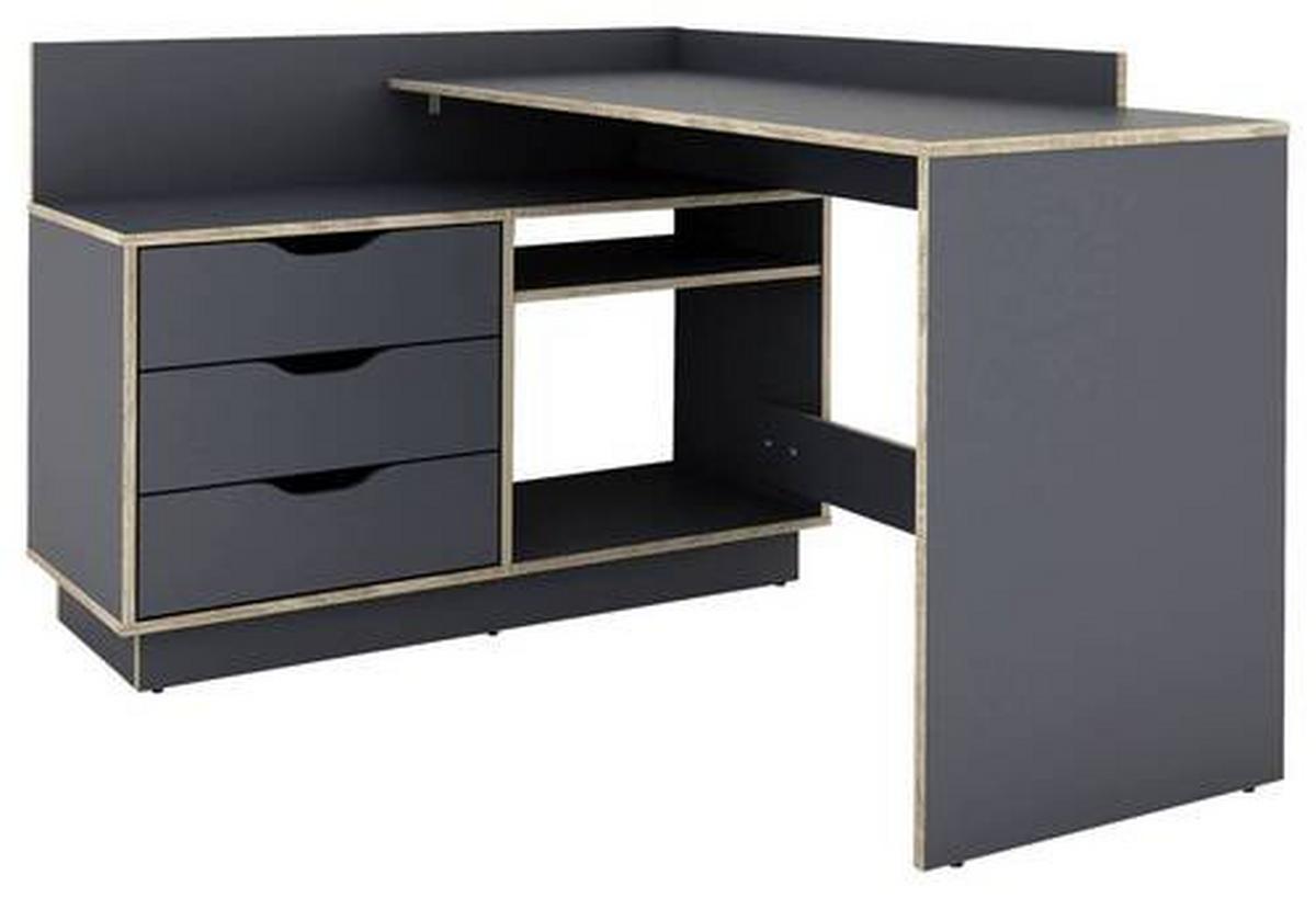Eckschreibtisch Belfast Anthrazit B: 105 cm - Eichefarben/Anthrazit, LIFESTYLE, Holzwerkstoff (129/105/84cm) - MID.YOU