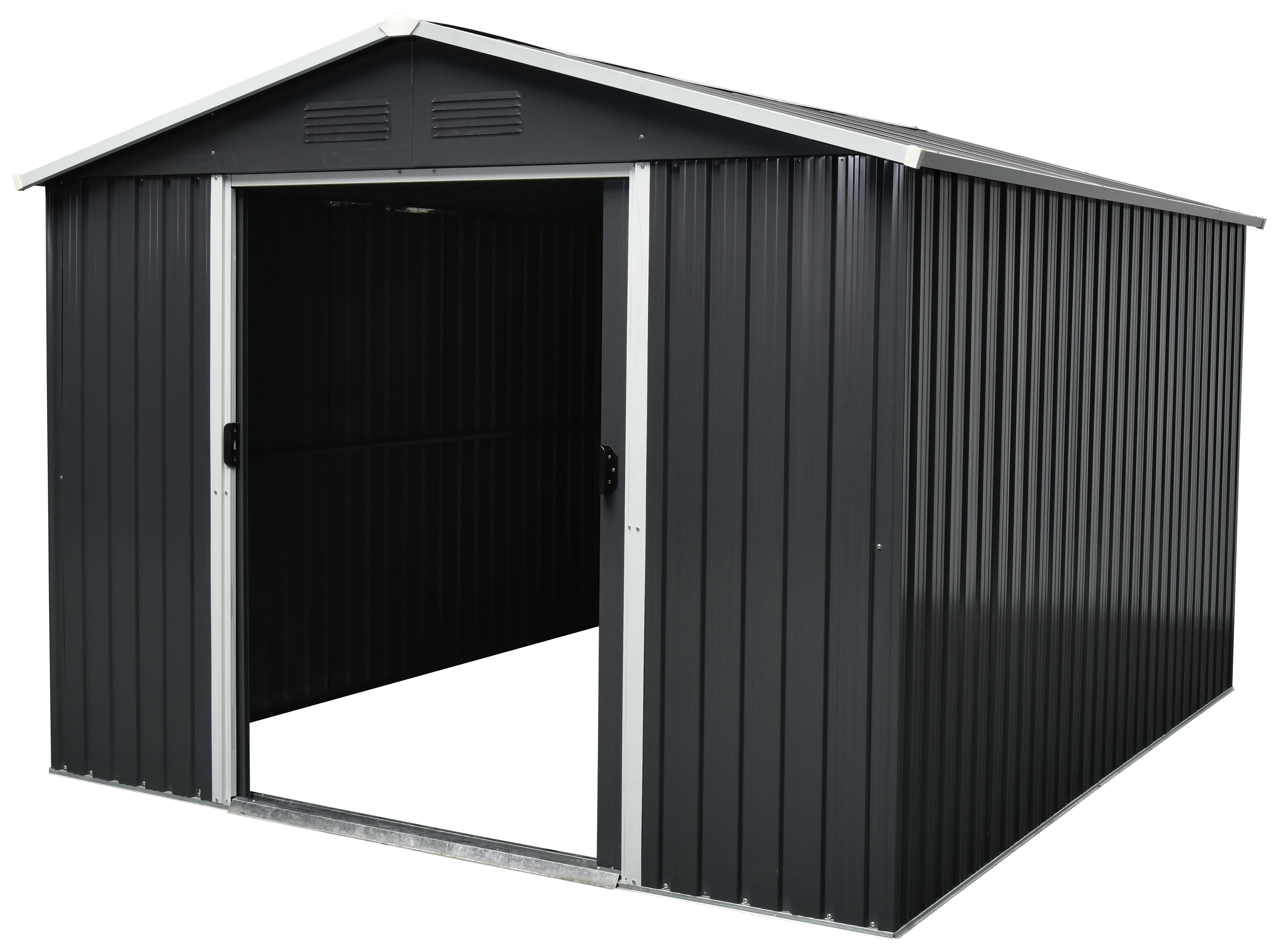 Gerätehaus Ohne Boden 301x214x238 Cm - Anthrazit/Weiß, Basics, Metall (301/214/238cm)