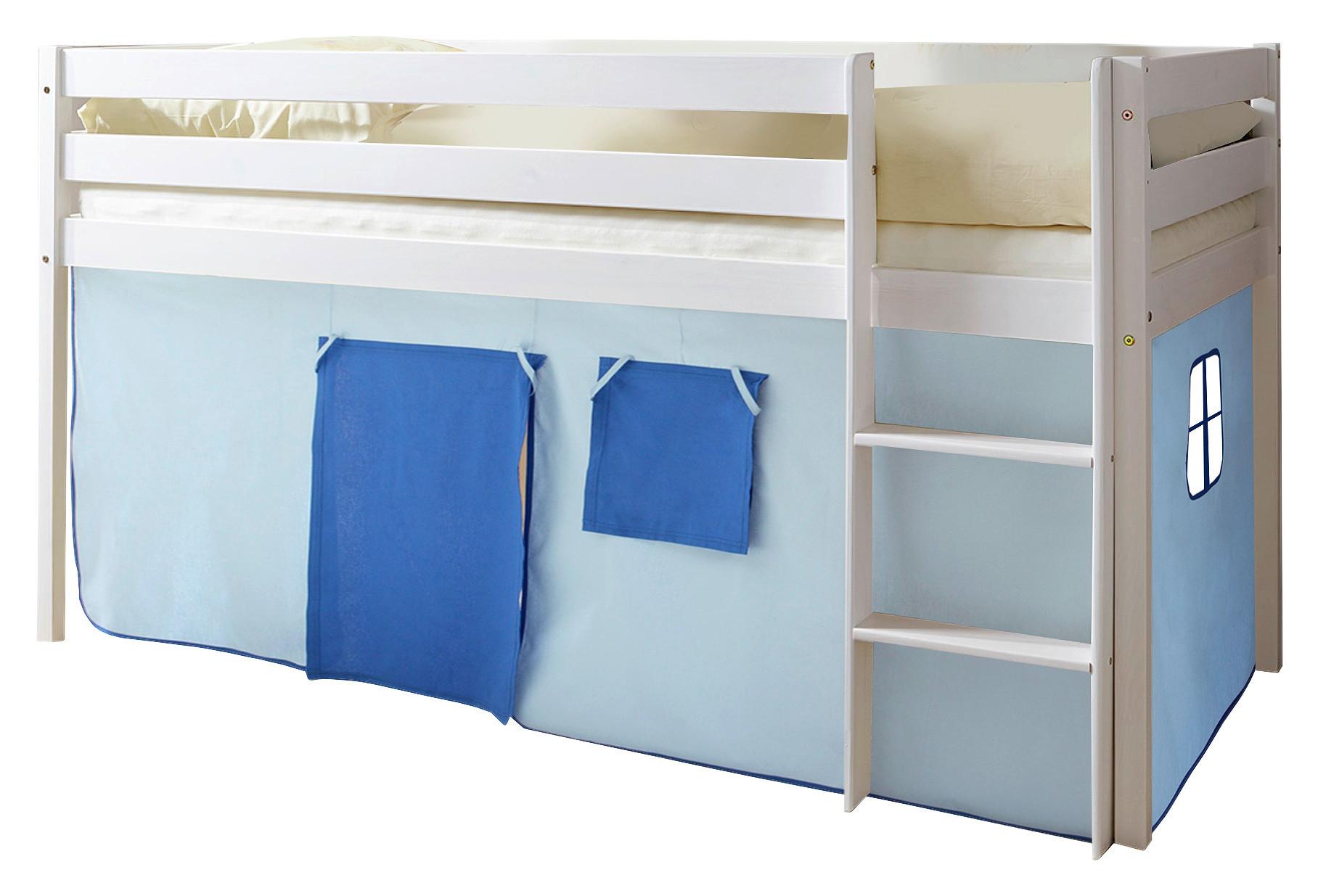 Hochbett Malte 90x200 Cm Hellblau - Weiß/Dunkelblau, Natur, Holz (90/200cm) - MID.YOU