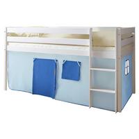 Hochbett Malte 90x200 Cm Hellblau - Weiß/Dunkelblau, Natur, Holz (90/200cm) - MID.YOU