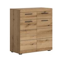 Kommode Scout Eiche Dunkel B: 90 cm - Eiche dunkel/Silberfarben, Design, Holzwerkstoff (90/96/37cm) - Livetastic