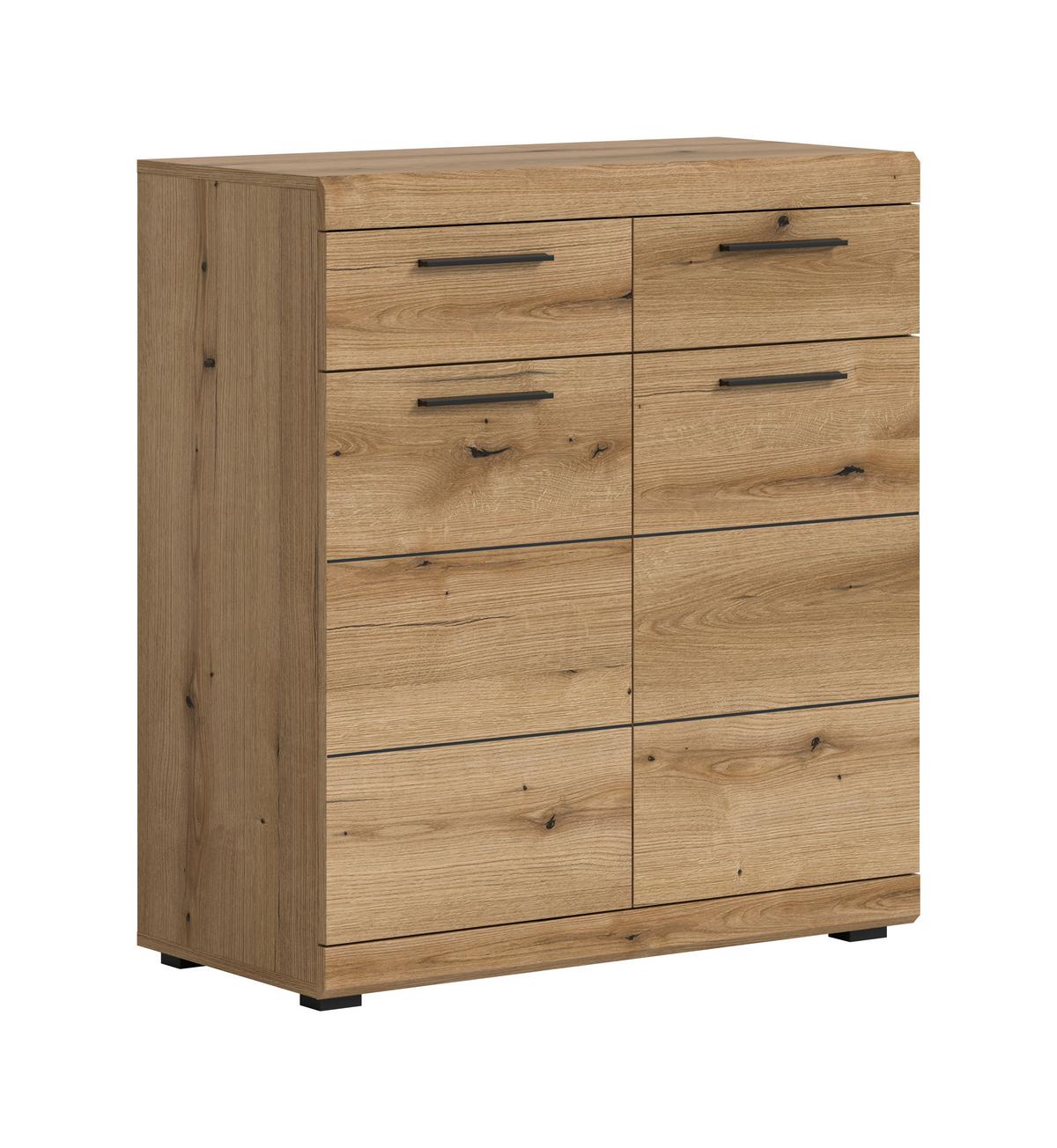 Kommode Scout Eiche Dunkel B: 90 cm - Eiche dunkel/Silberfarben, Design, Holzwerkstoff (90/96/37cm) - Livetastic