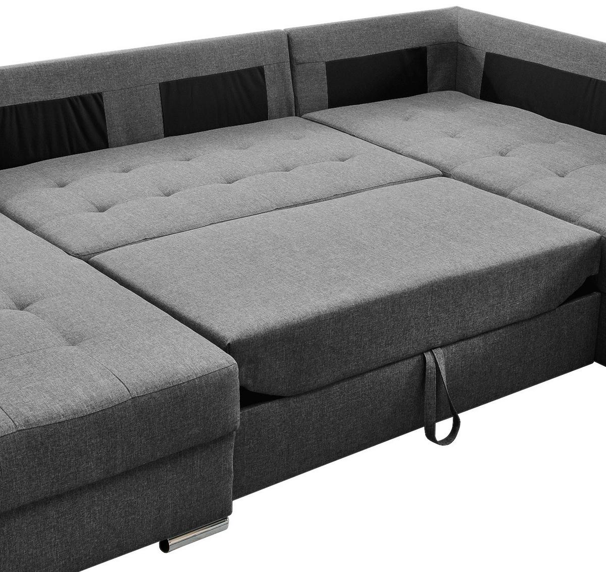 Wohnlandschaft mit Schlaffunktion Sinja - Chromfarben/Anthrazit, KONVENTIONELL, Textil (156/292/218cm) - Livetastic