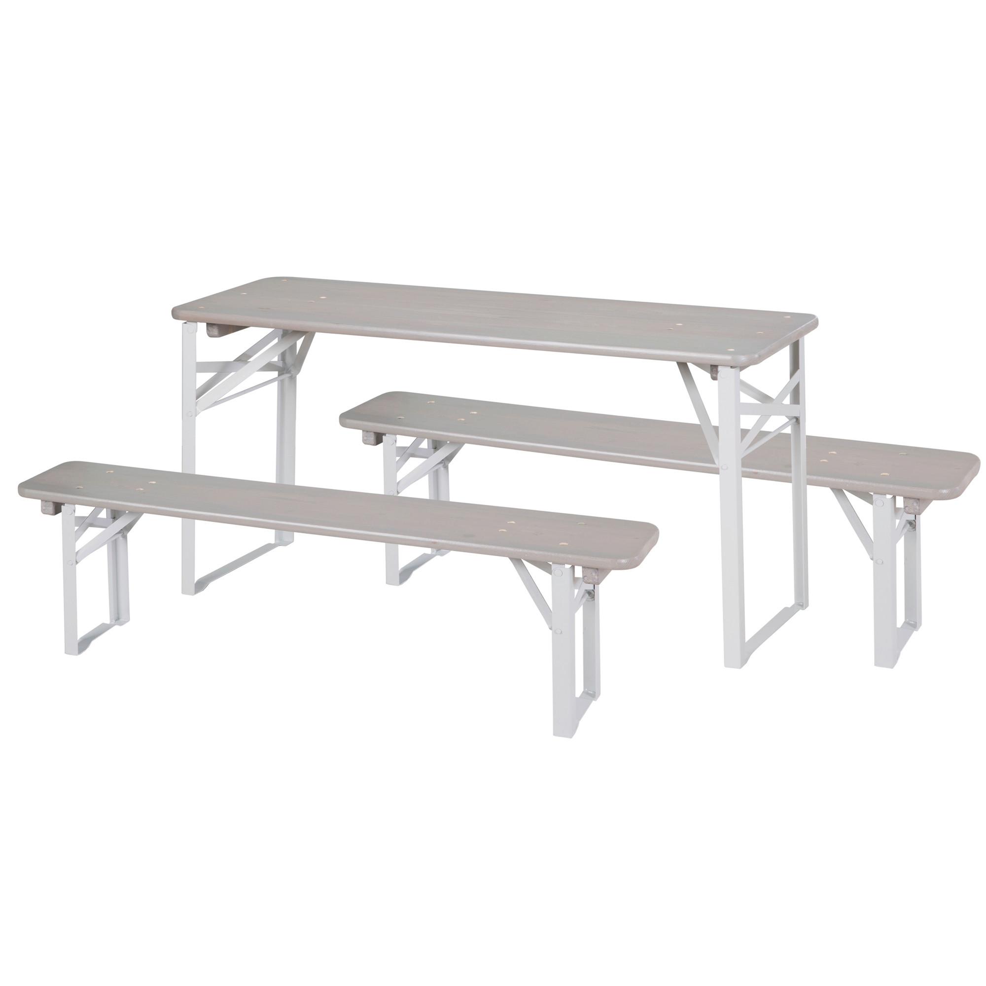 Kindersitzgruppe natur/Grün 3-Teilig. - Hellgrau/Weiß, Basics, Holz/Metall (109cm)