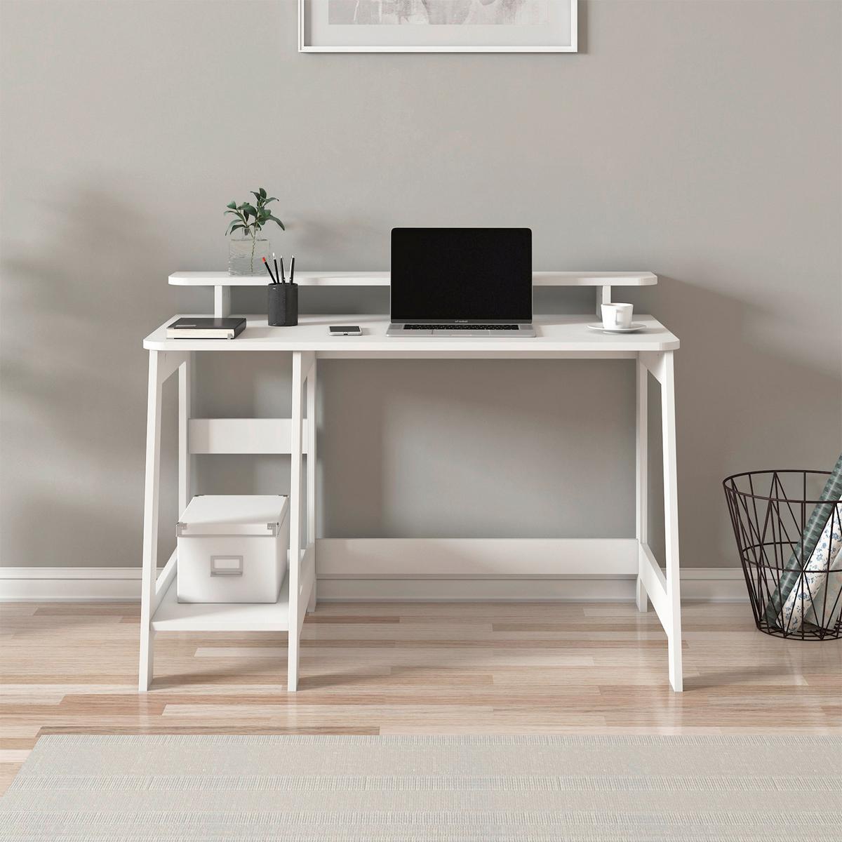 Schreibtisch Country Weiß L: 120 cm - Weiß, Design, Holzwerkstoff (120/60/73cm) - Livetastic