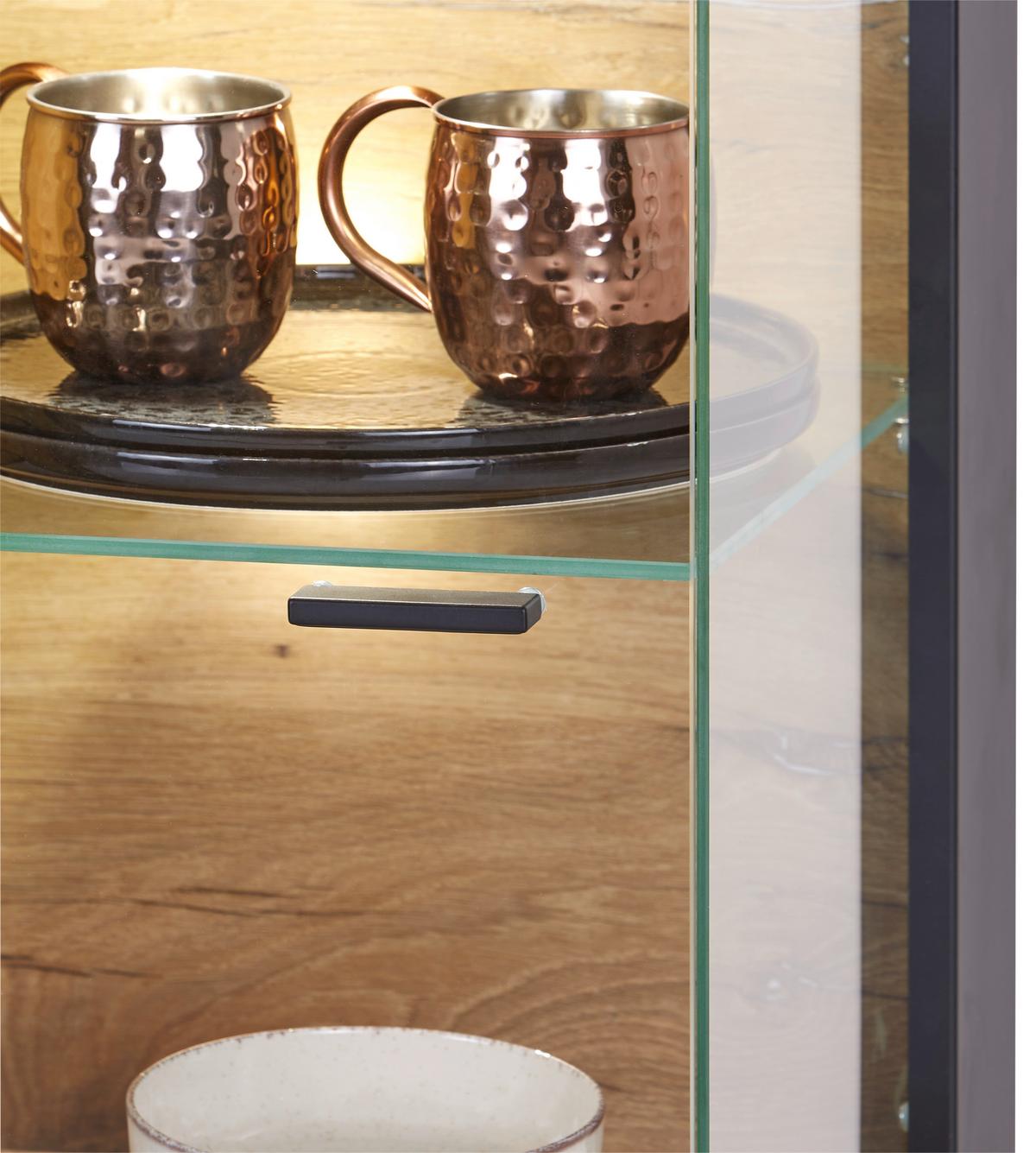 Vitrine Miron B: 86,7 cm mit Beleuchtung Massiv - MODERN, Glas/Holzwerkstoff (86,7/149/41,6cm)