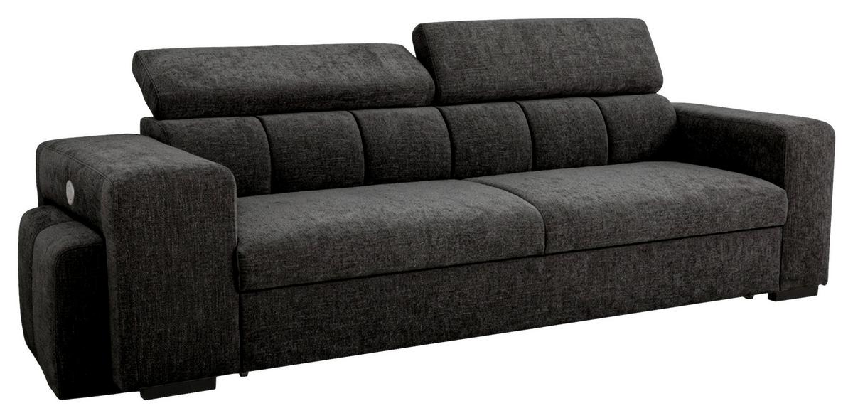3-SitzerSofa m. Schlaffunktion Sirius S schwarz, B: 251cm - Schwarz, KONVENTIONELL, Holz/Holzwerkstoff (251/96/100cm)
