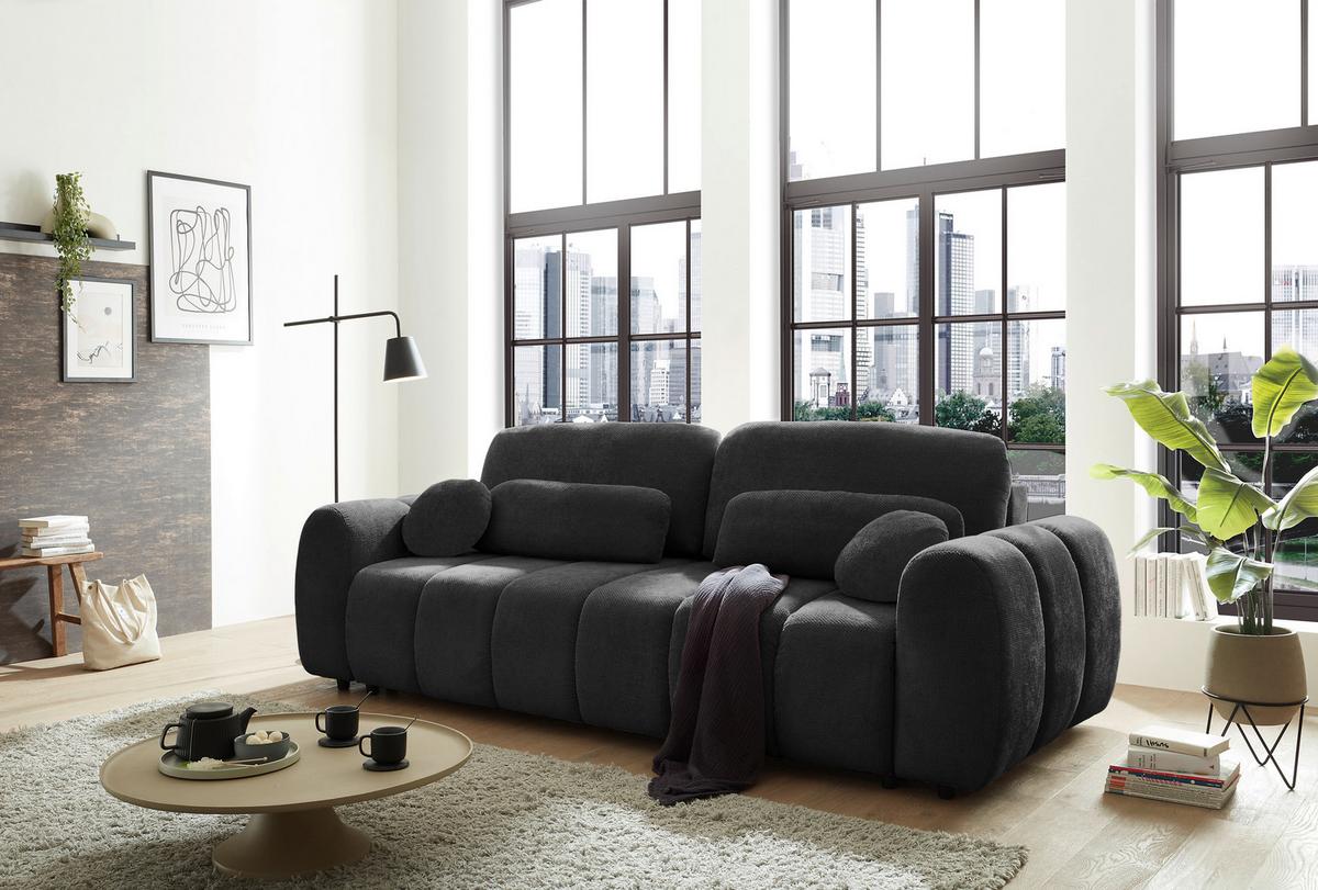 Schlafsofa Bubble Schwarz B: 256 Cm - Schwarz, Design, Textil (256/76/112cm) - MID.YOU