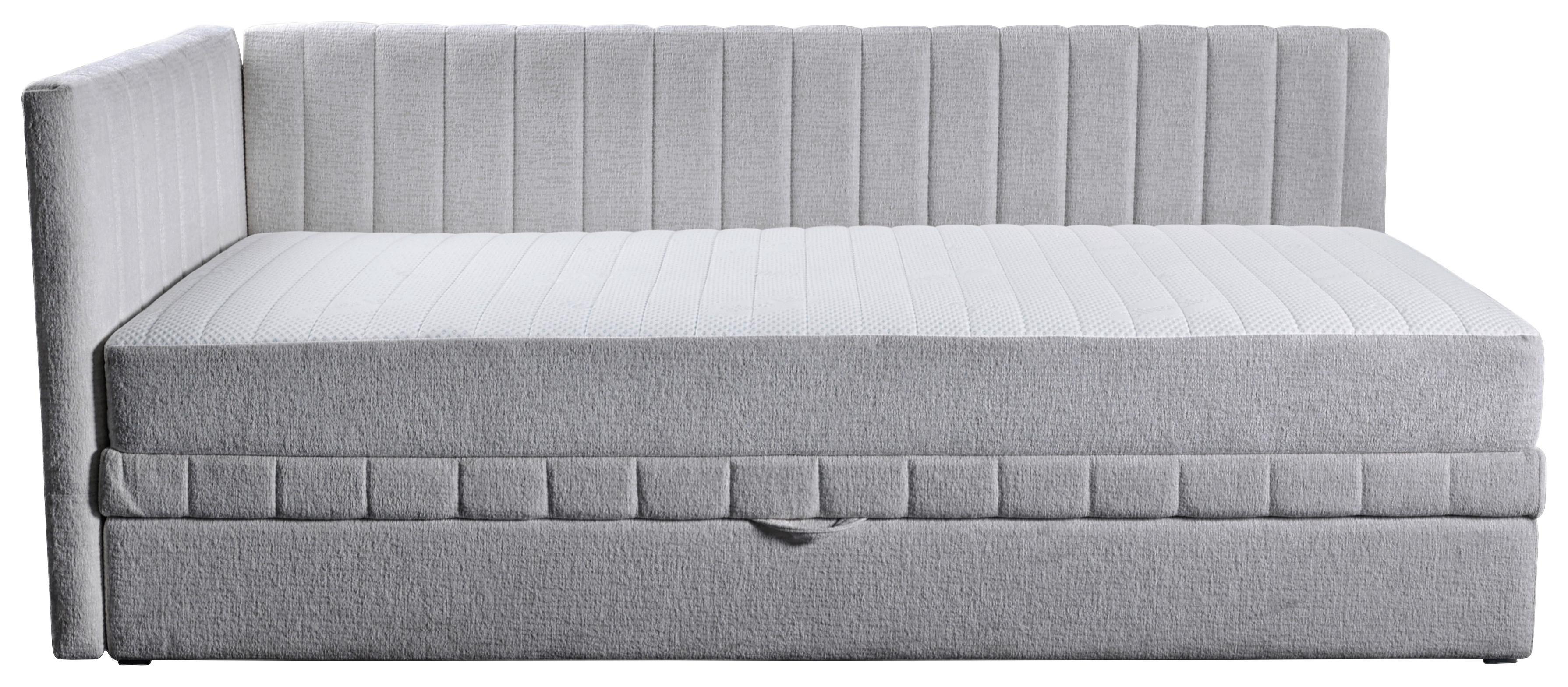 Schlafsofa Roma, Hellgrau B: 212 cm - Hellgrau/Schwarz, Design, Textil (99/83/212cm) - MID.YOU