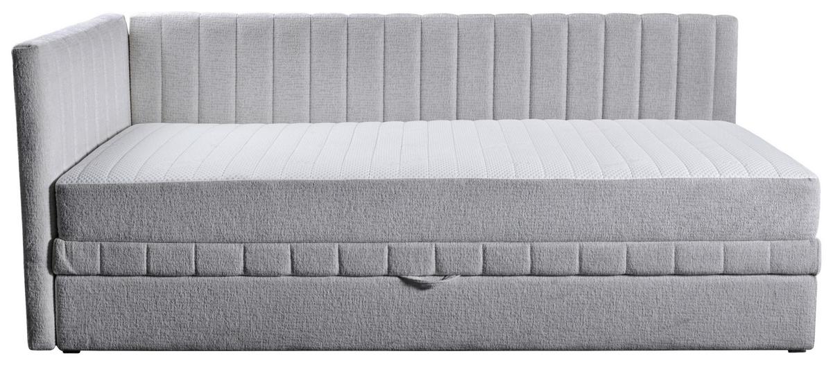 Schlafsofa Roma, Hellgrau B: 212 Cm - Hellgrau/Schwarz, Design, Textil (99/83/212cm) - MID.YOU