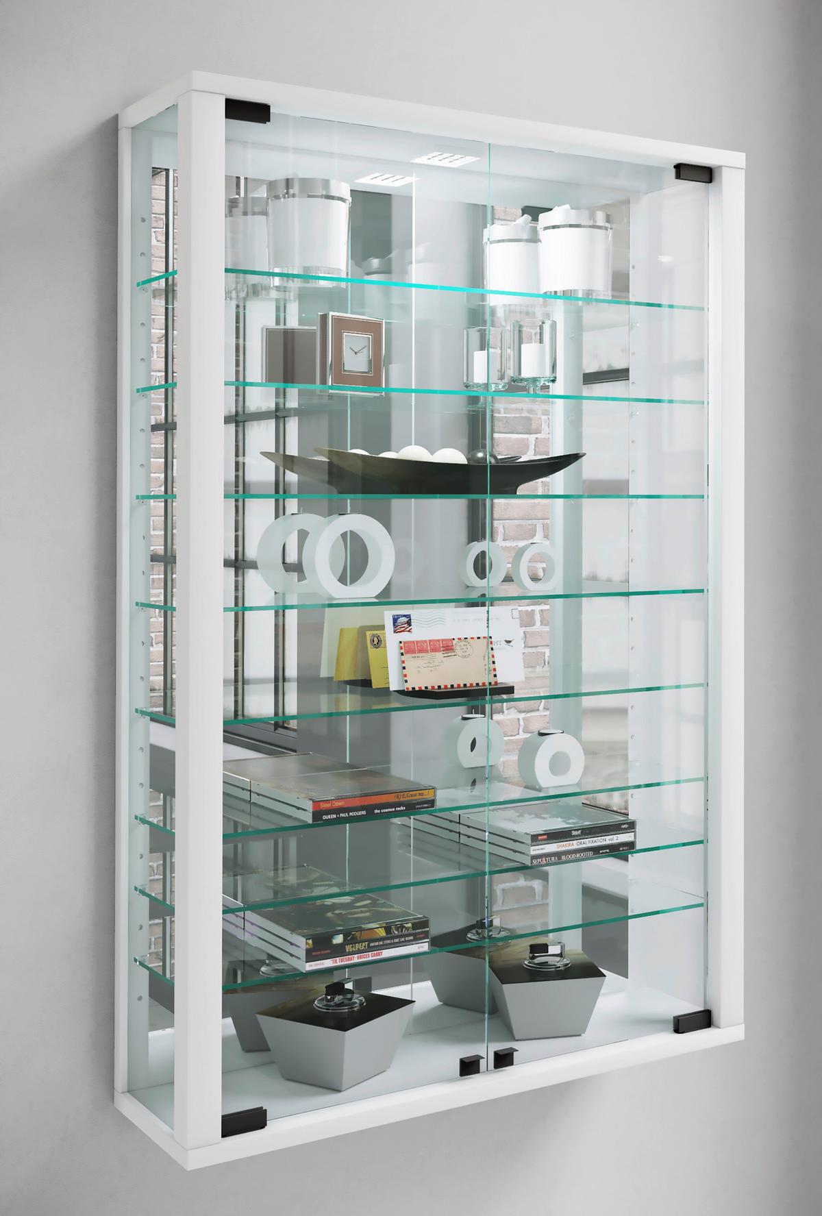 Hängevitrine Vitrosa Weiß B: 59 Cm - Schwarz/Weiß, MODERN, Glas/Holzwerkstoff (59/91,3/18cm) - MID.YOU