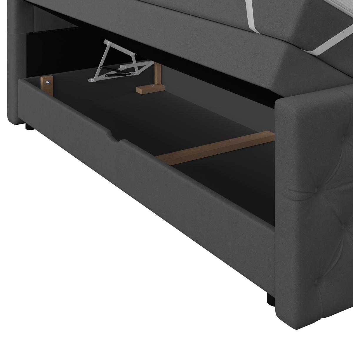 Boxspringbett Elio Graphitfarben 160x200 cm H3 - Beige/Schwarz, ROMANTIK / LANDHAUS, Textil (160/200cm) - James Wood