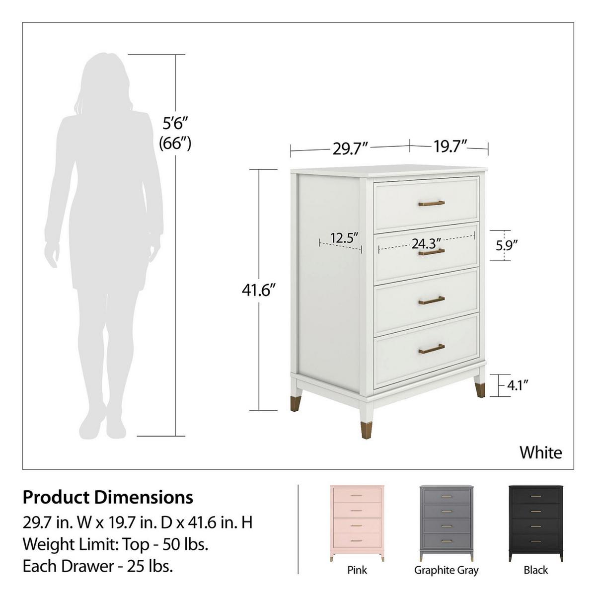 Kommode Westerleigh Rosa 76 Cm - Rosa, Design, Holz/Holzwerkstoff (76/106/50cm) - MID.YOU