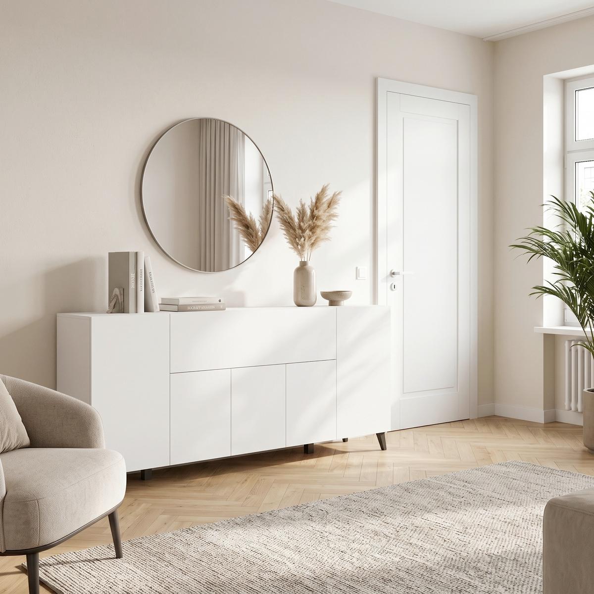 ŠIROKÁ KOMODA SIDEBOARD PHUKET 180 - čierna/biela, Design, kompozitné drevo/plast (180/76/37,5cm) - P & B