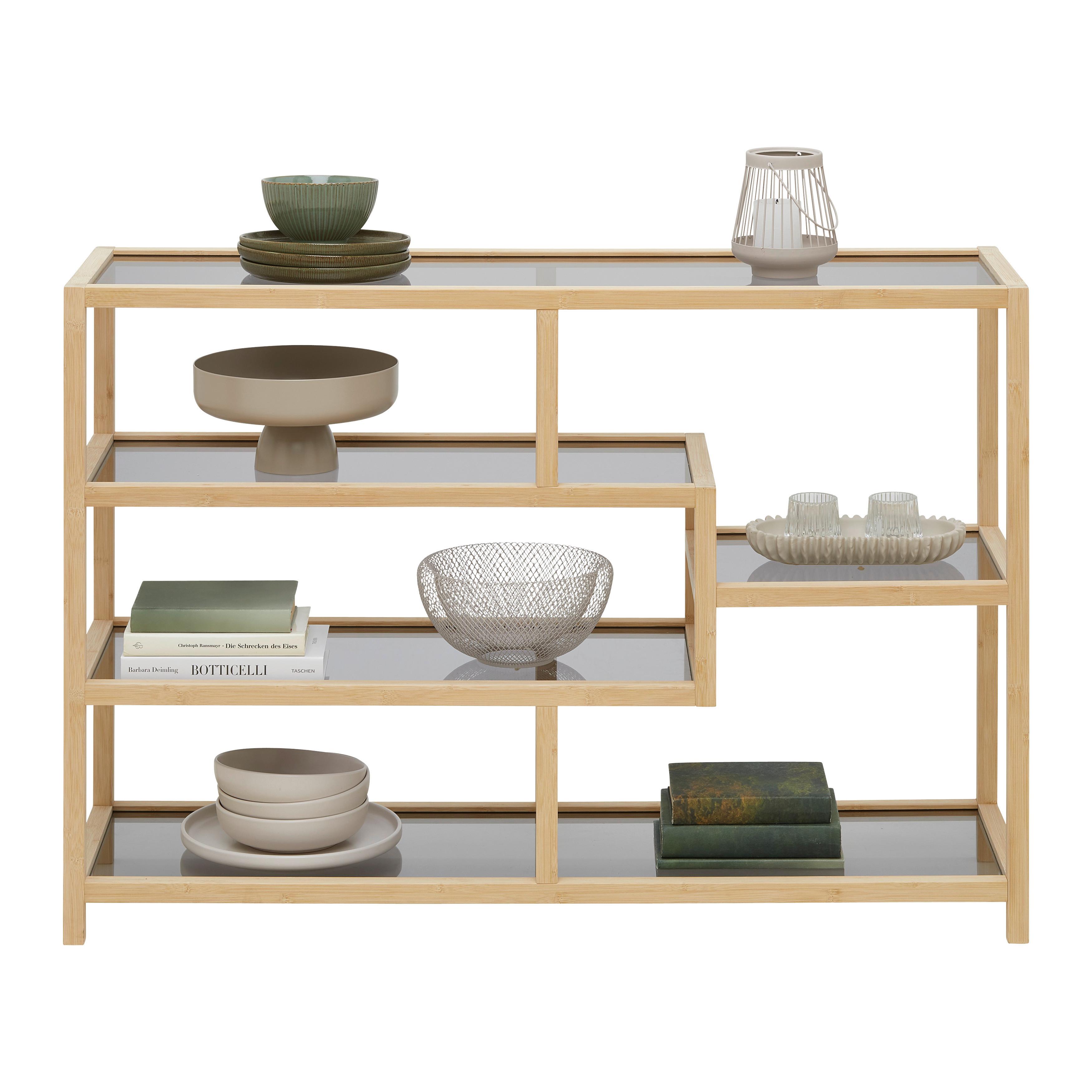 REGÁL BOSTON - přírodní barvy, Moderní, přírodní materiály/sklo (114/79/34cm) - Mömax