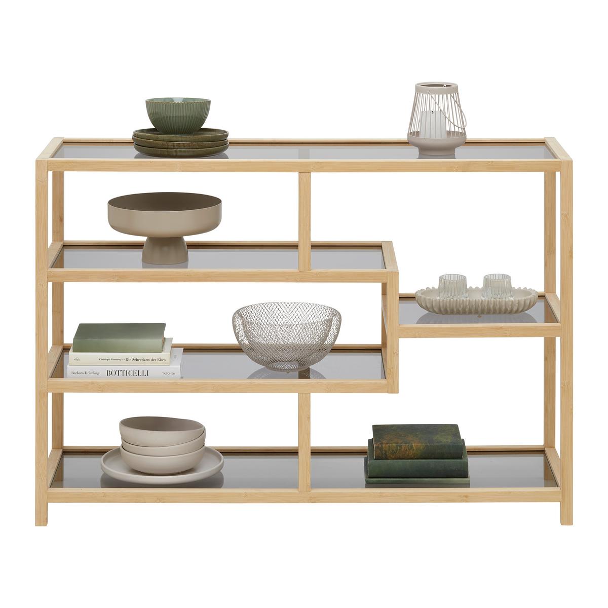 REGÁL BOSTON - přírodní barvy, Moderní, přírodní materiály/sklo (114/79/34cm) - Mömax