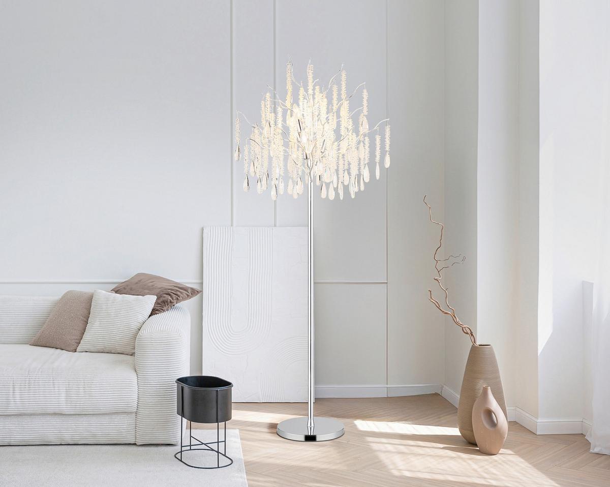 Stehleuchte Exkl. 5xe14, 40w - Klar/Silberfarben, KONVENTIONELL, Glas/Kunststoff (55/165cm) - Globo