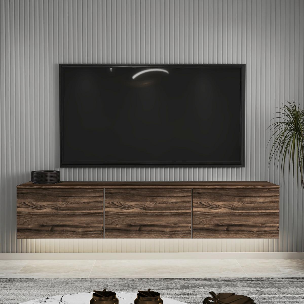 LOWBOARD Neon Nussbaumfarben B: 160cm - Eichefarben/Nussbaumfarben, Design, Holzwerkstoff (160/35/32cm) - Livetastic