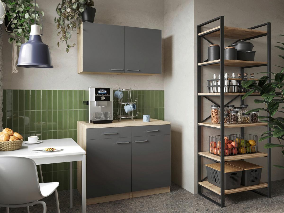 Buffet Merle Grau/Eiche Dekor B:100cm - Eichefarben/Grau, Basics, Holzwerkstoff (100/200/60cm) - Respekta