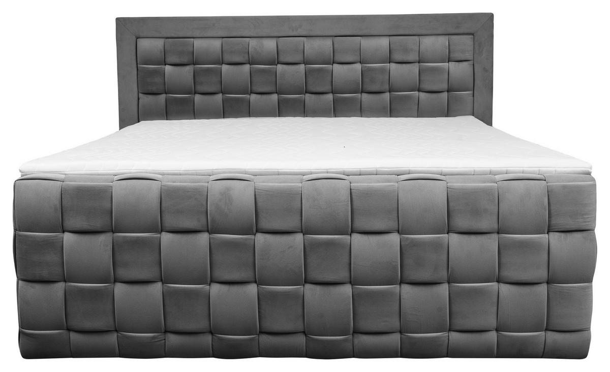 Boxspringbett Grenada Graphitfarben Lf: 180x200 cm - Graphitfarben, MODERN, Textil (180/200cm) - Livetastic
