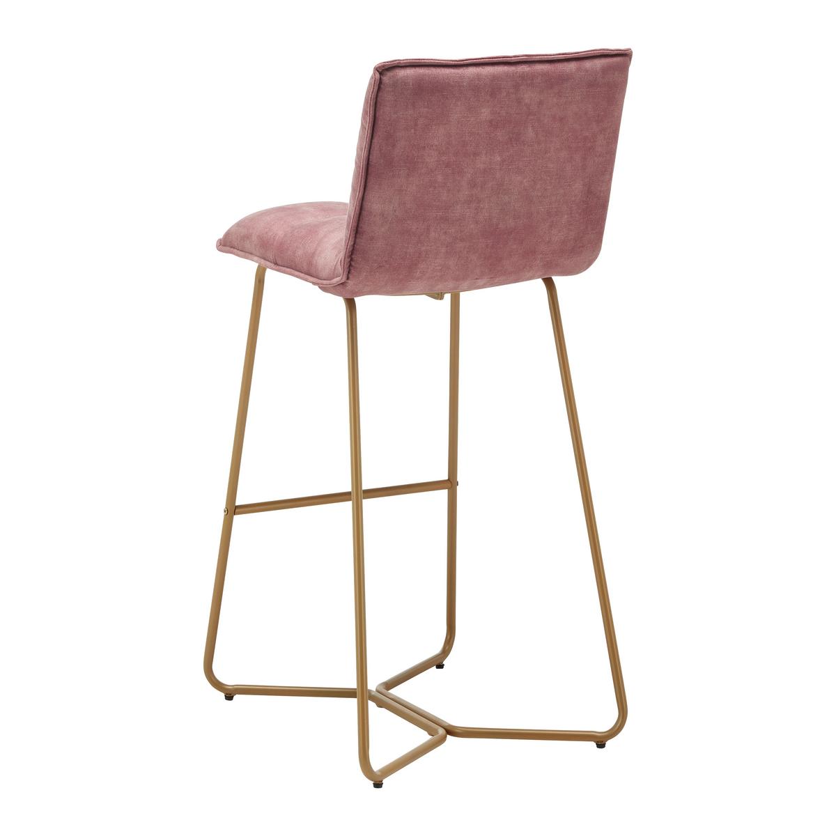 Barová stolička Fonia zo zamatu - bobuľová - zlatá/bobuľová, Modern, kov/drevo (46/103,5/57cm) - P & B