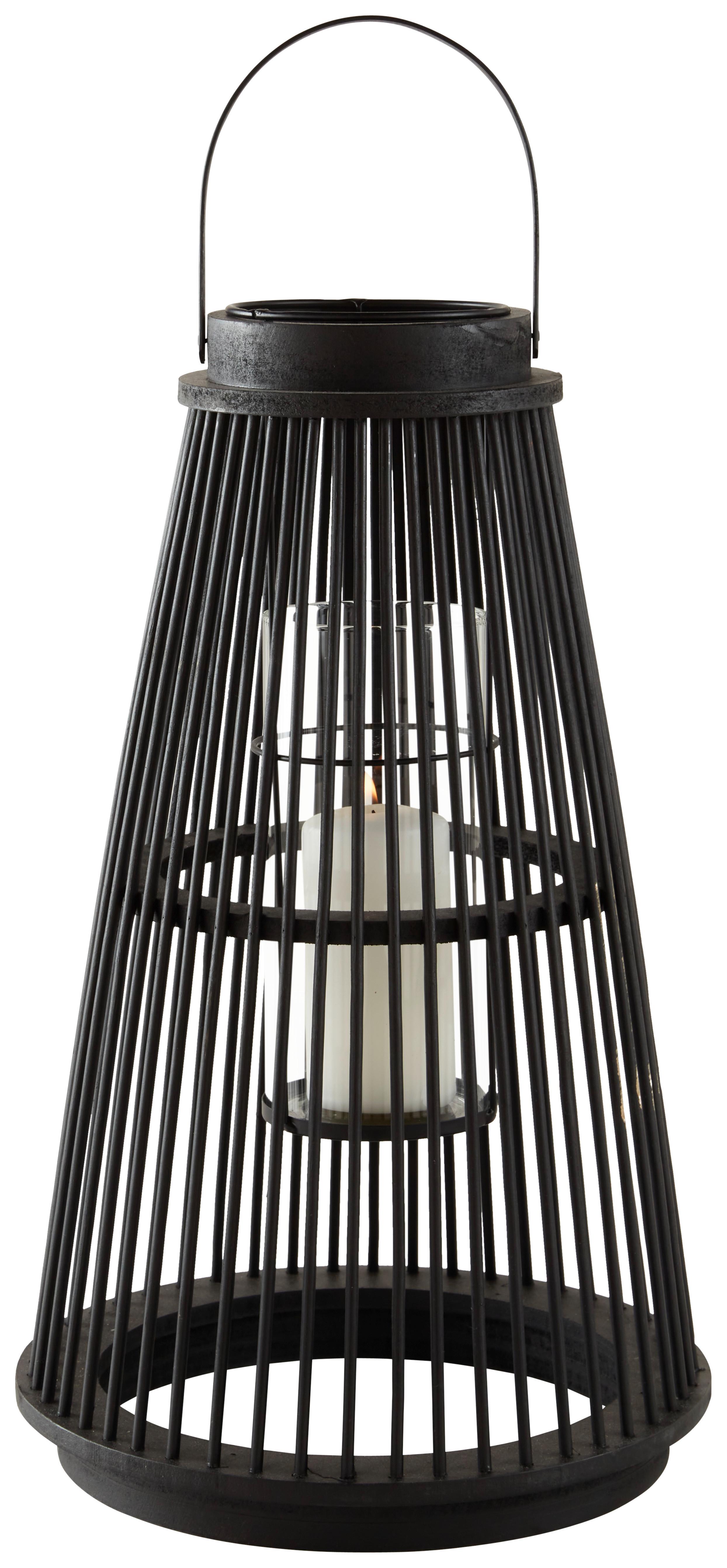 Lampáš Gonzalo, Ø/v: 28/47cm - priehľadné/čierna, Konvenčný, kov/drevo (28/47cm) - Based