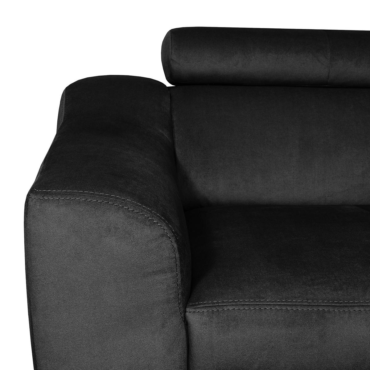 Ecksofa Aspen Webstoff Schwarz 245x208 cm - Buchefarben/Schwarz, Design, Textil (245/208cm) - Livetastic