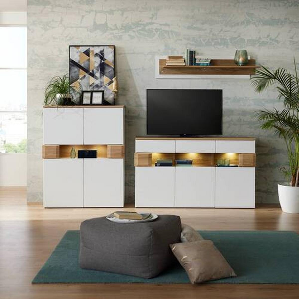 ŠIROKÁ KOMODA DIMITRI - Moderní, kompozitní dřevo/plast (150/88/42cm)