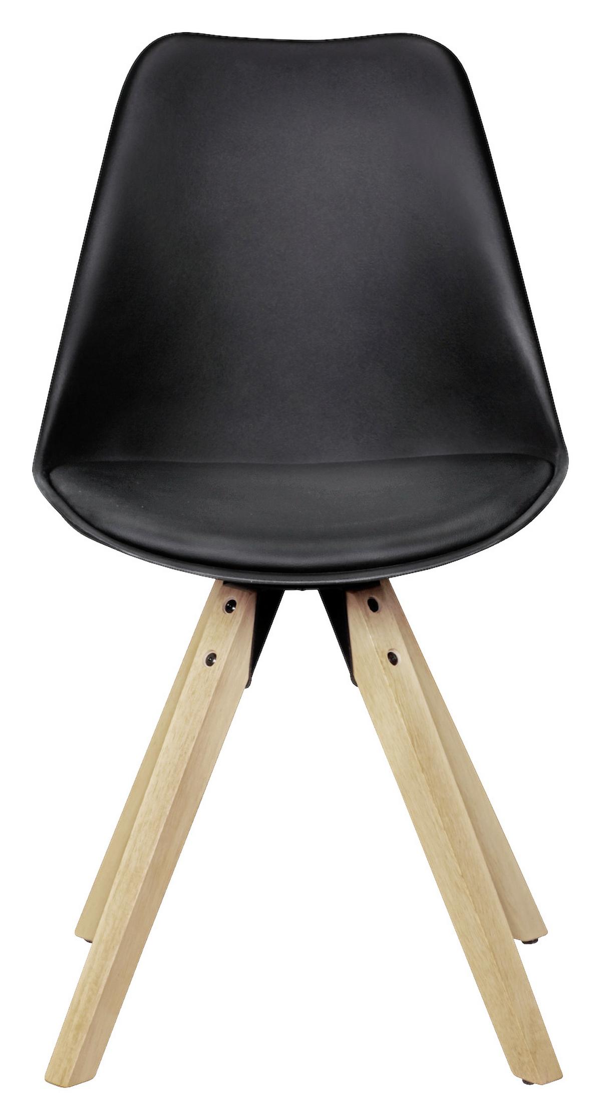 Schalenstuhl Lima Lederlook Schwarz 2er-Set - Eichefarben/Schwarz, Design, Holz/Kunststoff (48/89/48cm) - MID.YOU