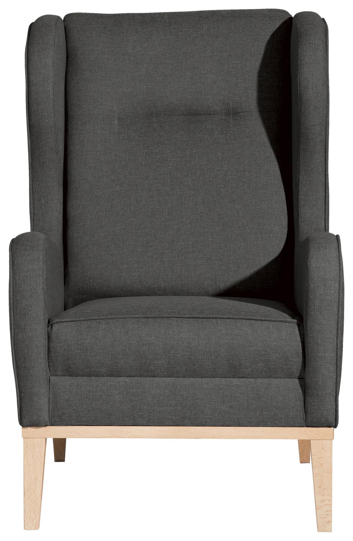 Ohrensessel Angelo - Anthrazit/Naturfarben, KONVENTIONELL, Textil (66/104/78cm) - Max Winzer