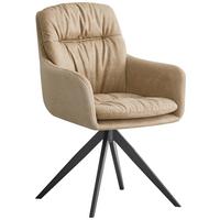 Armlehnstuhl Dian 125 - Taupe/Schwarz, MODERN, Textil/Metall (57/87/64,5cm) - Kayoom