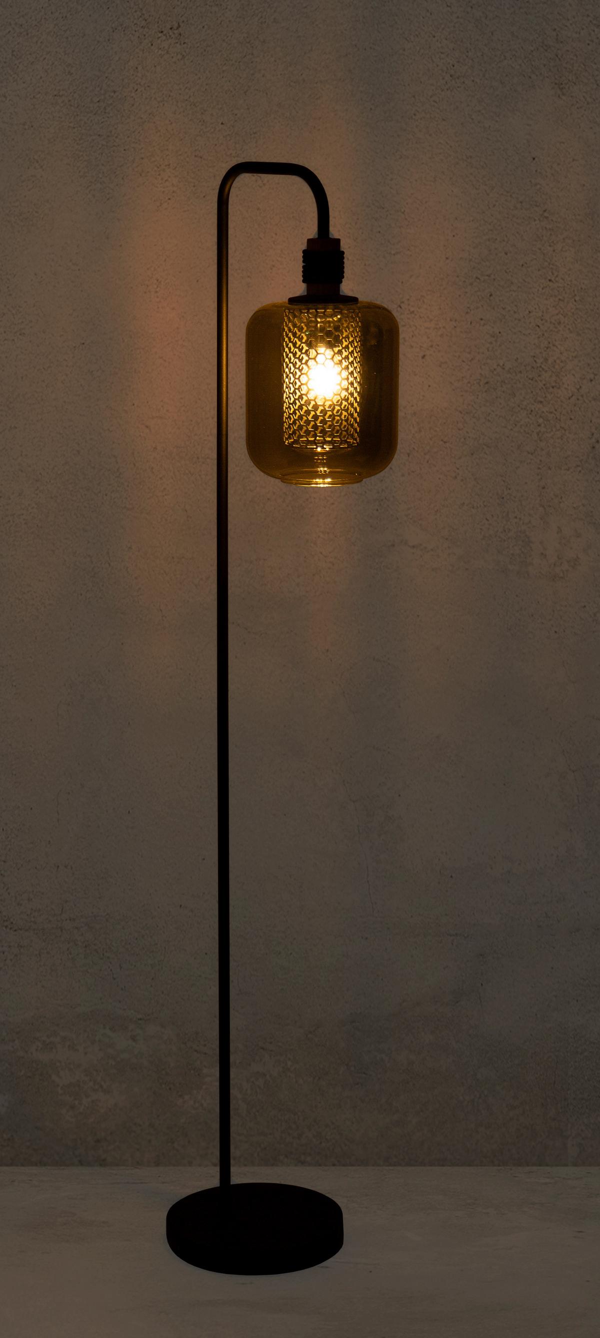 Stehleuchte 40990108 Ando - Schwarz/Grau, Design, Glas/Metall (25/25/150cm) - Globo