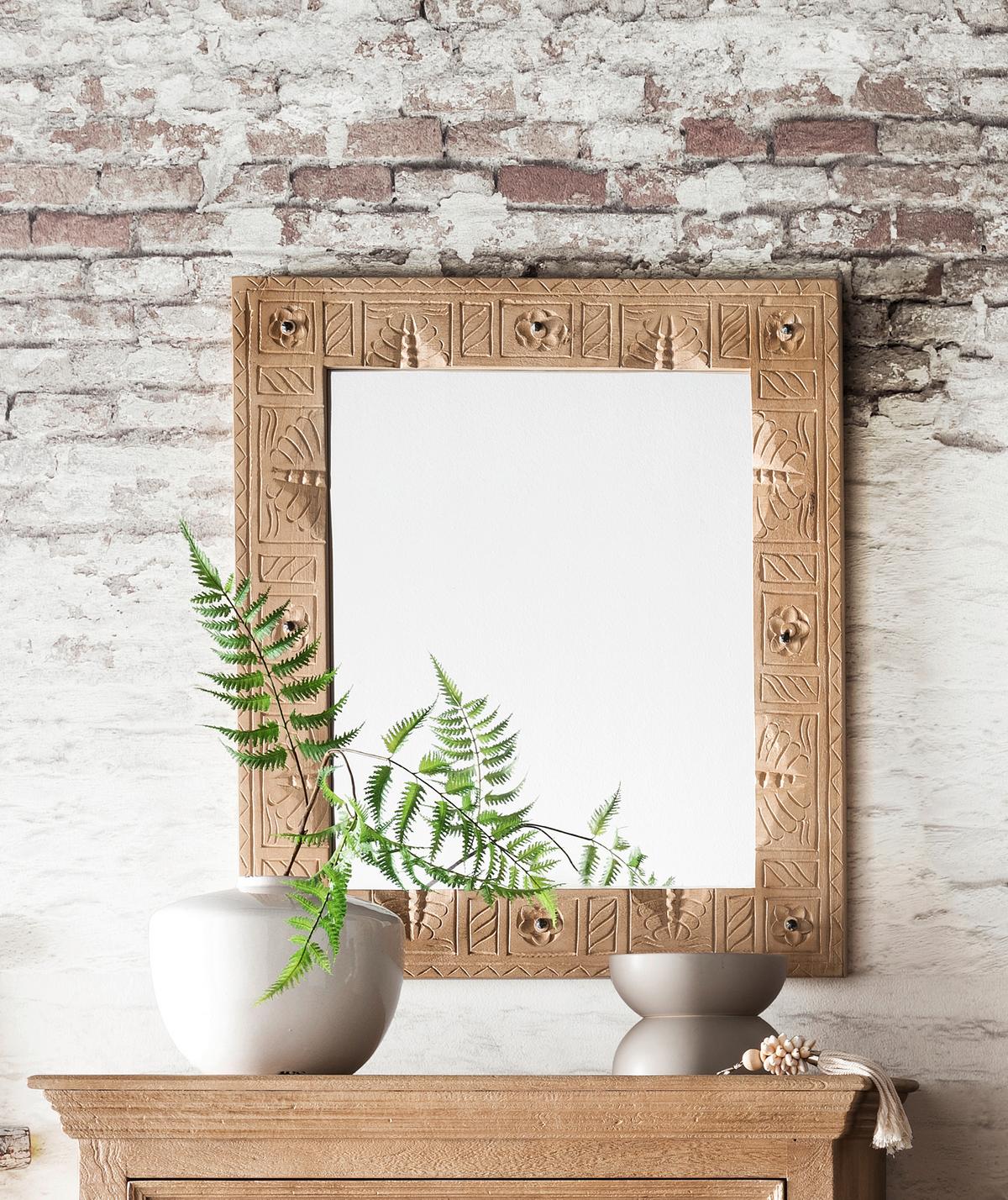 SPIEGEL Naturfarben B: 68cm - Naturfarben, Design, Glas/Holz (68/79/8cm) - MID.YOU