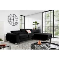 Ecksofa Grayson Schwarz S: 278x205 Cm - Silberfarben/Schwarz, Design, Textil (278/205cm) - MID.YOU