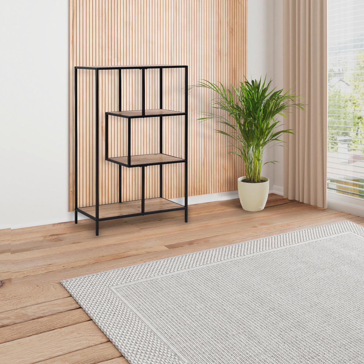 Térelválasztó Lilli - fekete/tölgyfa, Modern, faalapú anyag/fém (77/115/33cm)