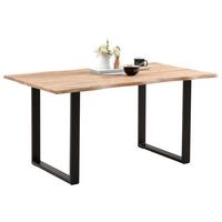 Obdélníkový jídelní stůl RUNNER 200x100 cm - černá/barvy akácie, Natur, kov/dřevo (200/100/76cm) - MID.YOU