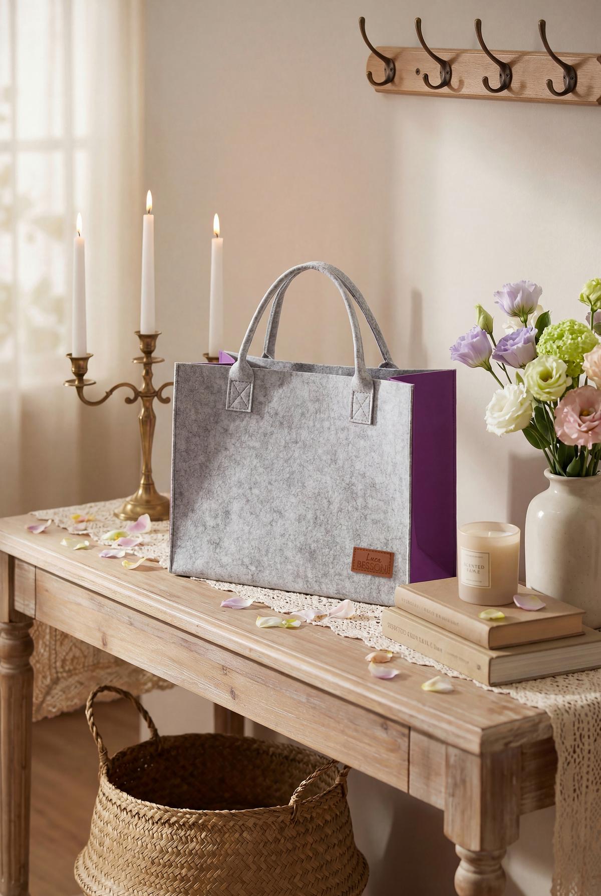 HANDTASCHE SAMIRA - Lila/Grau, KONVENTIONELL, Textil (35/20/30cm) - Luca Bessoni