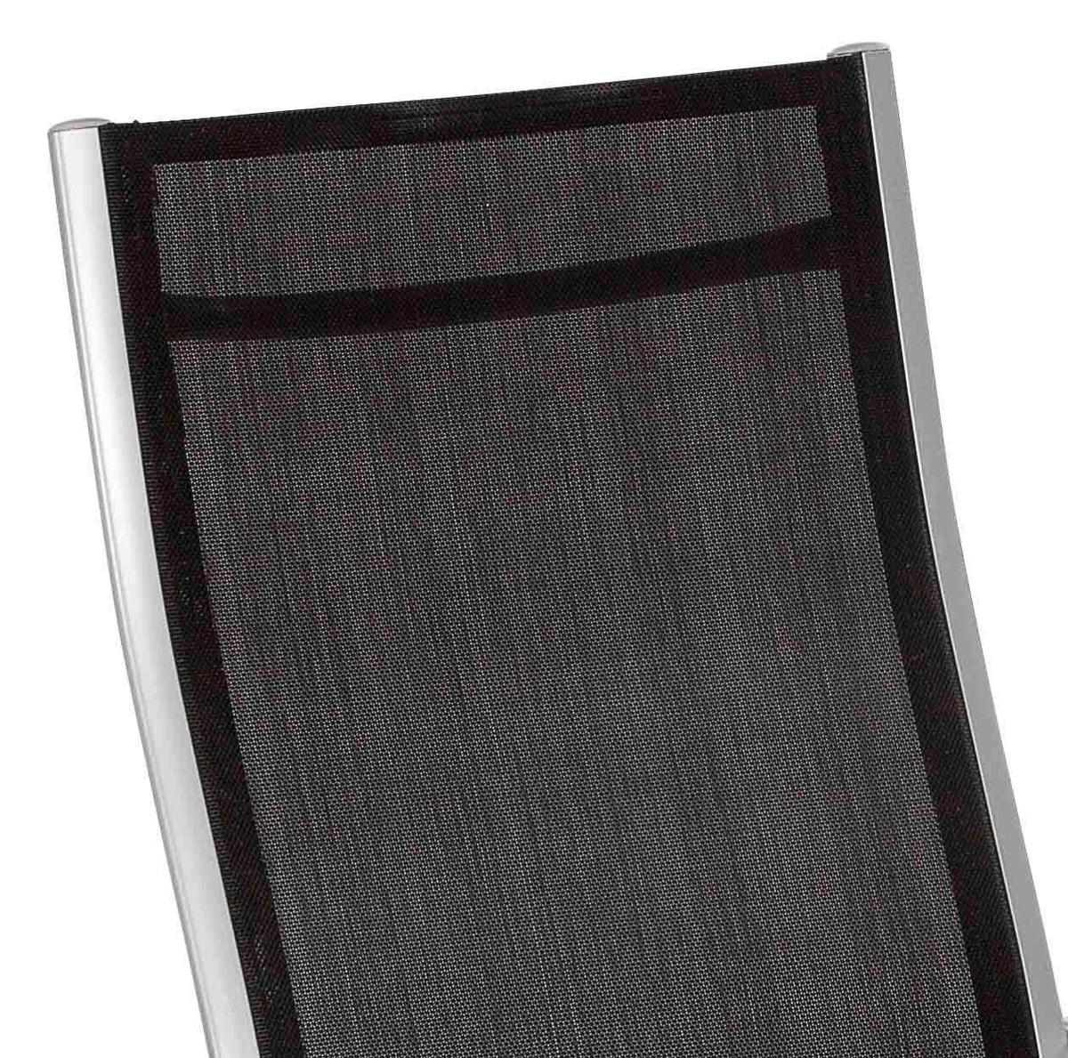 Gartengarnitur 5-Tlg. Carrara Metall/Textil/Glas - Silberfarben/Schwarz, KONVENTIONELL, Glas/Textil - Gardenson