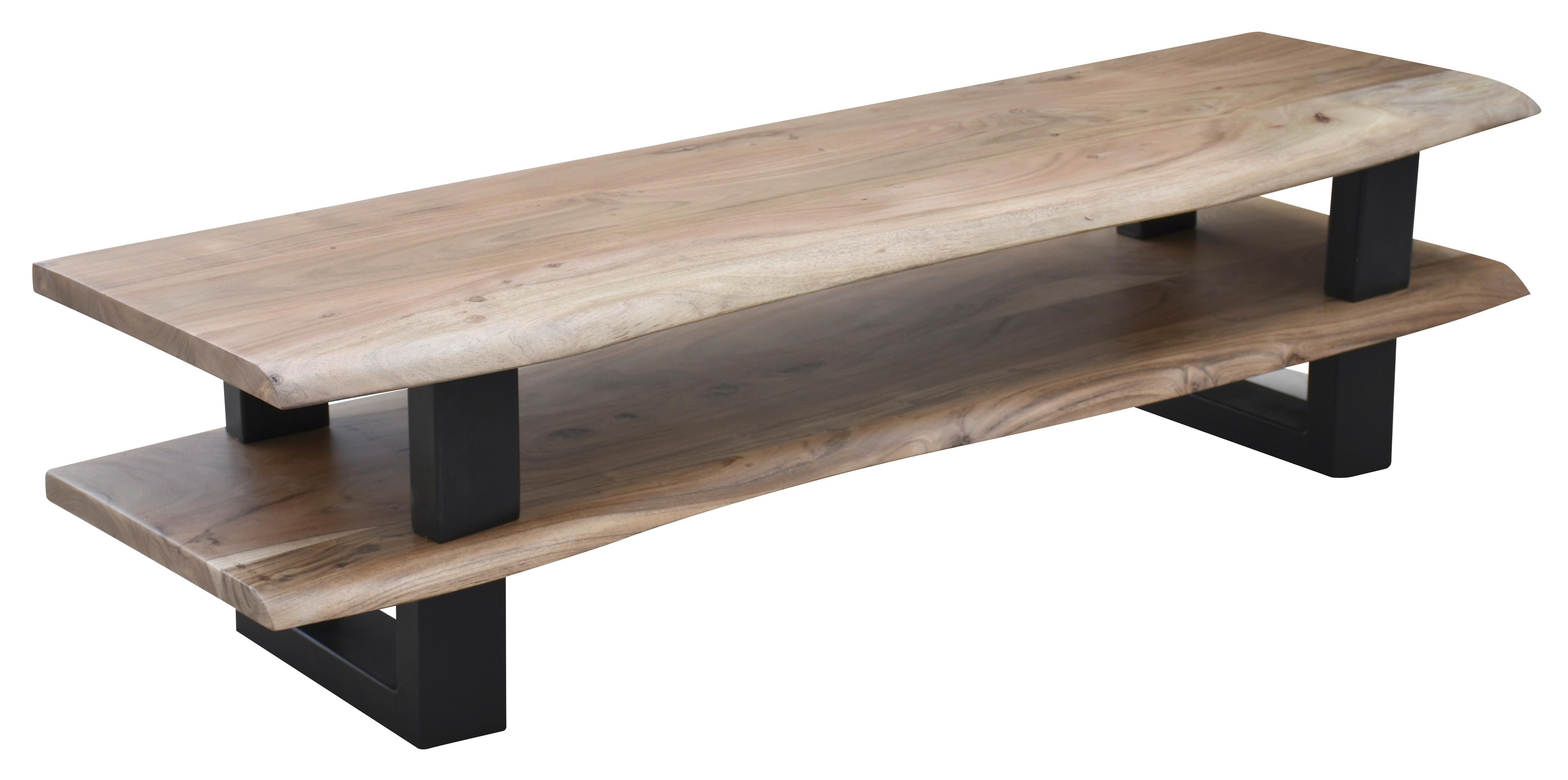 LOWBOARD Mangoholz/Metall B: 140cm - Schwarz/Naturfarben, Design, Holz/Metall (140/36/40cm) - MID.YOU