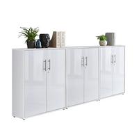 Aktenschrank Office Edition Weiß/Weiß Hochglanz B: 253,2cm - Weiß Hochglanz/Weiß, MODERN, Holzwerkstoff (253,2/113,6/33cm) - MID.YOU