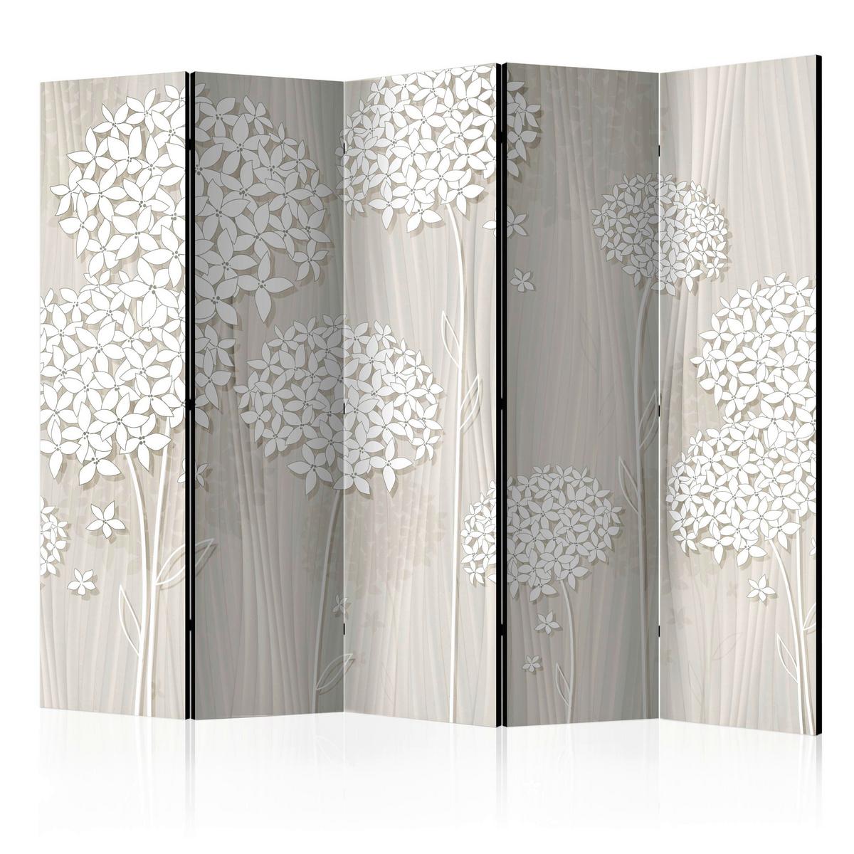 Paravent Creme Weiß B: 225 Cm - Creme/Weiß, Basics, Holz/Textil (225/172/3cm) - artgeist