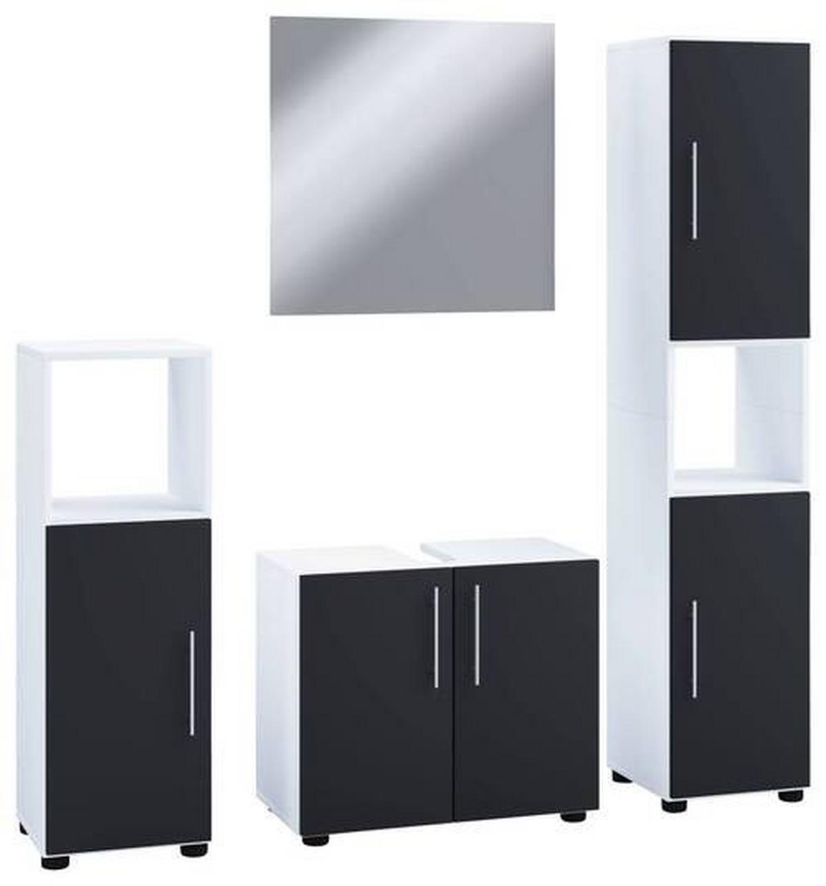 Badmöbel-Set 4-Tlg. Flandu II B: 122 cm Schwarz/Weiß - Schwarz/Weiß, MODERN, Holzwerkstoff (122cm) - MID.YOU