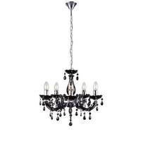 Kronleuchter Cuimbra H: 128 cm 5-Flammig Kristallglas - Chromfarben/Schwarz, LIFESTYLE, Kunststoff/Metall (46/128cm) - Globo