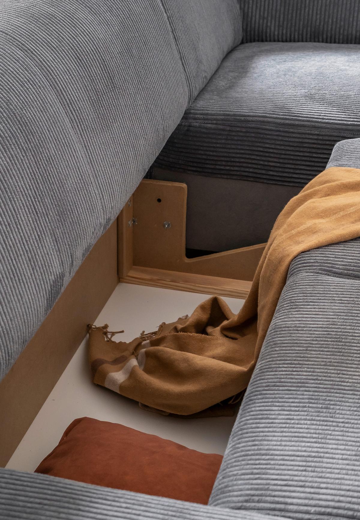Ecksofa Cuddly Mia Hellgrau S: 260x165 cm - Hellgrau/Schwarz, Textil (260/165cm) - MID.YOU