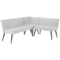 Eckbank Beige Leinenoptik Polyester Aleks 195x157 Cm - Beige/Schwarz, LIFESTYLE, Textil/Metall (195/157cm) - MID.YOU