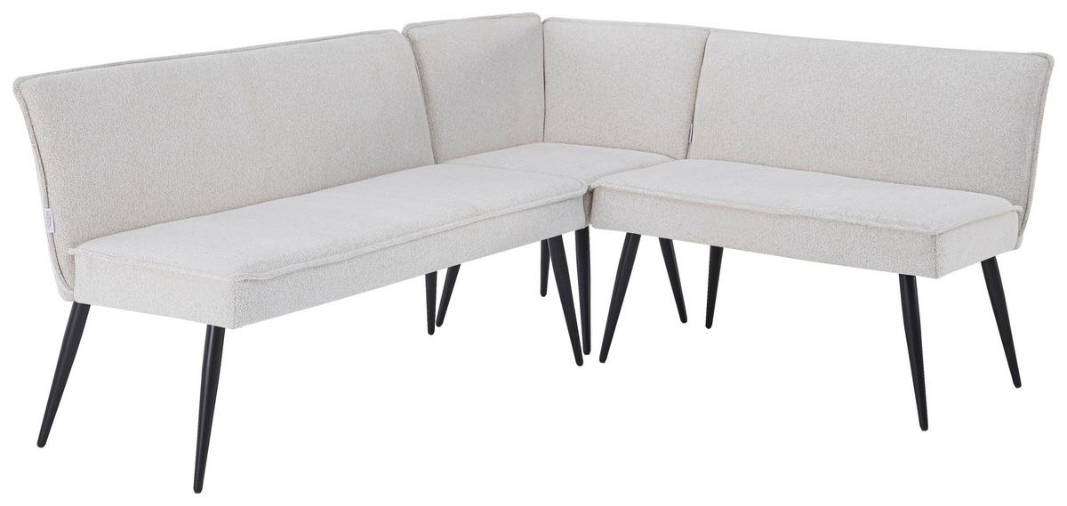 Eckbank Beige Leinenoptik Polyester Aleks 195x157 cm - Beige/Schwarz, LIFESTYLE, Textil/Metall (195/157cm) - MID.YOU