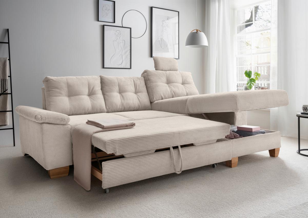 Ecksofa Brizzini, Beige S: 270x176 Cm - Beige/Naturfarben, MODERN, Textil (270/176cm) - Livetastic